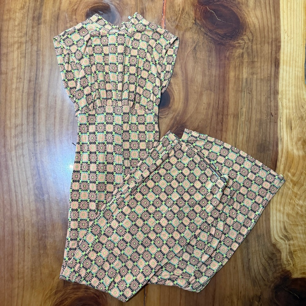 Free People Vibe Check Jumpsuit Cotton Women's Small Wide leg Flowy Retro T3-18